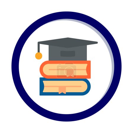 Ilustración de Tapa de graduación aislada y el icono de libros - Imagen libre de derechos