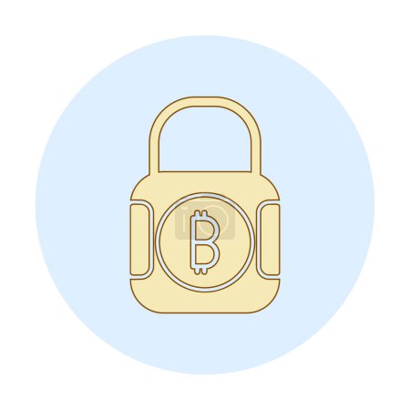 Téléchargez les illustrations : Simple plat Bitcoin Payé icône de verrouillage, illustration vectorielle - en licence libre de droit