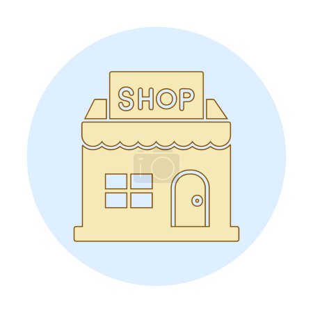 Téléchargez les illustrations : Icône de bâtiment de magasin, illustration vectorielle conception simple - en licence libre de droit