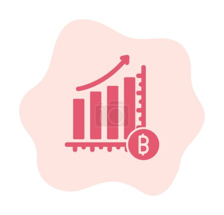 Ilustración de Beneficios, gráfico con criptomoneda, bitcoin símbolo vector ilustración - Imagen libre de derechos