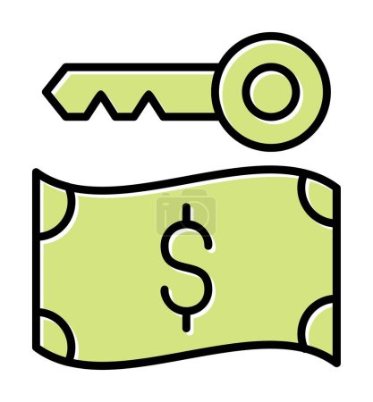 Illustration for Dollar currency and key icon, Ransomware concept, vector illustration - Royalty Free Image