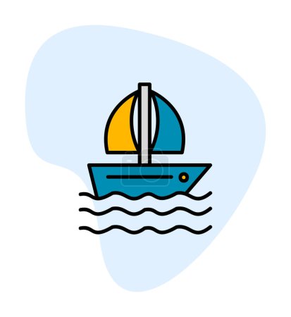 Téléchargez les illustrations : Simple icône de voilier dessin vectoriel illustration - en licence libre de droit