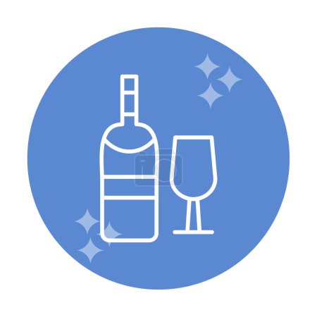 Téléchargez les illustrations : Bouteille de vin et icône en verre, illustration vectorielle - en licence libre de droit