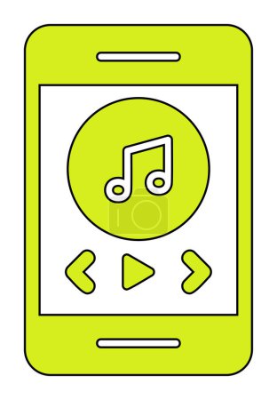 Illustration for Smartphone music player icon in filled outline style - Royalty Free Image