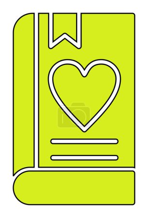 Ilustración de Libro del amor con el icono del marcador, ilustración simple del vector - Imagen libre de derechos