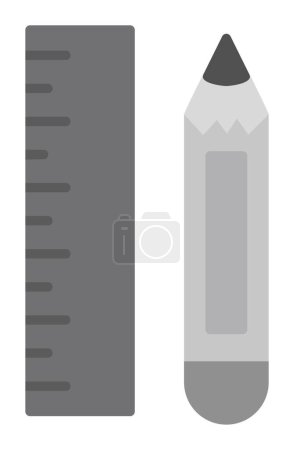 Foto de Icono de línea de lápiz y regla, ilustración vectorial - Imagen libre de derechos