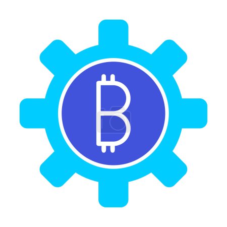 Téléchargez les illustrations : Icône de ligne d'engrenage Bitcoin, illustration vectorielle - en licence libre de droit