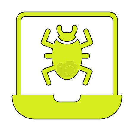 Ilustración de Virus plano infectados Icono portátil - vector de malware - Imagen libre de derechos