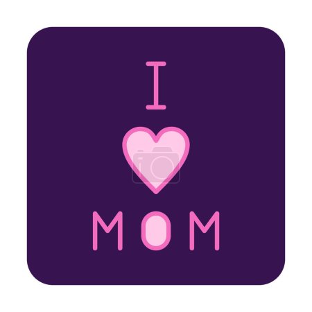 Ilustración de Me encanta mamá icono plano, vector de ilustración - Imagen libre de derechos