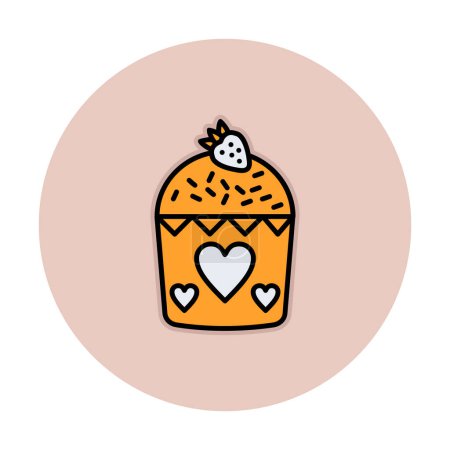 Ilustración de Fresa muffin icono, vector de ilustración - Imagen libre de derechos
