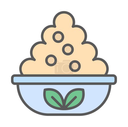 Ilustración de Tazón plano simple con diseño de alimentos de levadura - Imagen libre de derechos