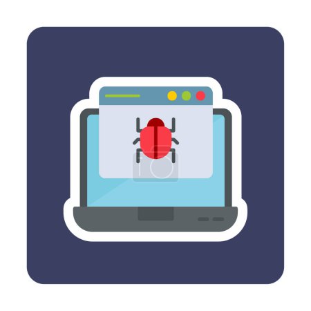 Ilustración de Computadora portátil plana simple infectado por el icono de malware - Imagen libre de derechos