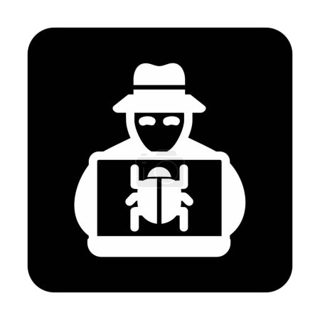 Téléchargez les illustrations : Simple icône Computer Hacker, illustration vectorielle - en licence libre de droit