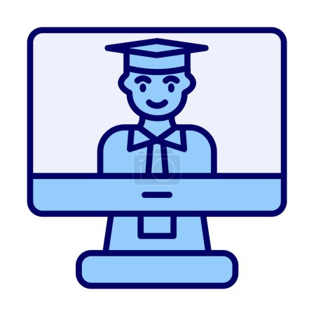 Téléchargez les illustrations : Simple icône d'apprentissage en ligne, illustration vectorielle - en licence libre de droit