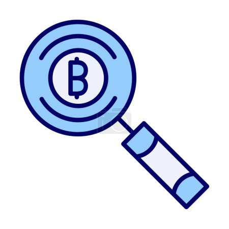 Illustration for Coin magnifying glass icon in filled - outline style - Royalty Free Image
