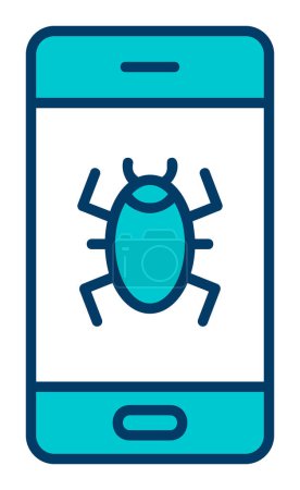 Illustration for Smartphone with  Mobile Virus vector illustration - Royalty Free Image