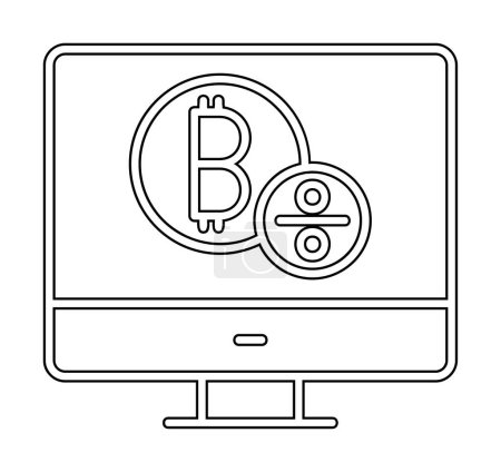 Illustration for Computer monitor with bitcoin sign vector icon. Symbol, logo illustration. Vector graphics - Royalty Free Image
