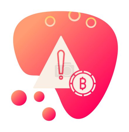 Ilustración de Bitcoin y señal de alerta. icono web ilustración simple - Imagen libre de derechos