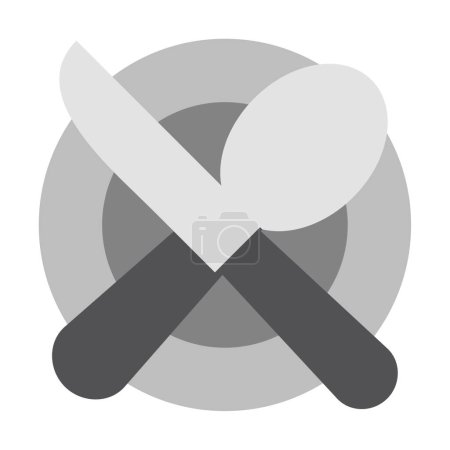 Photo for Knife and fork on plate, meal icon, vector illustration - Royalty Free Image