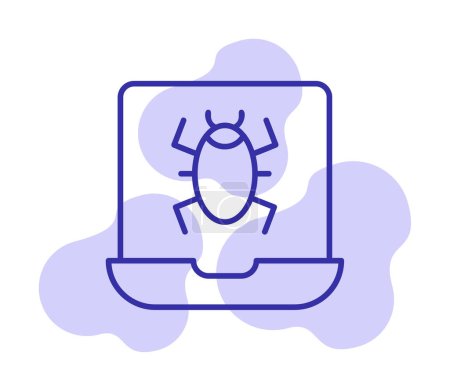 Illustration for Flat Virus Infected Laptop Icon - Malware vector - Royalty Free Image