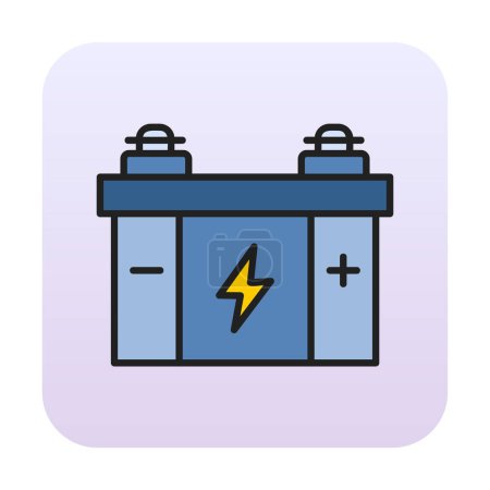 Téléchargez les illustrations : Illustration vectorielle simple d'icône de batterie de voiture plate - en licence libre de droit