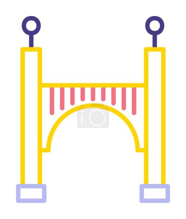 Ilustración de Puente icono plano, diseño de ilustración vectorial - Imagen libre de derechos