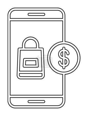 Ilustración de Banca móvil plana e icono del dólar - Imagen libre de derechos