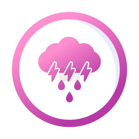 Téléchargez les illustrations : Orage nuage pluvieux symbole, icône météo, illustration vectorielle - en licence libre de droit