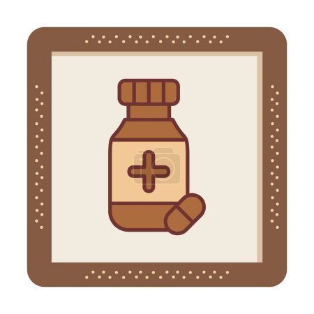 Téléchargez les illustrations : Illustration vectorielle de Flacon de médecine avec icône de pilule - en licence libre de droit