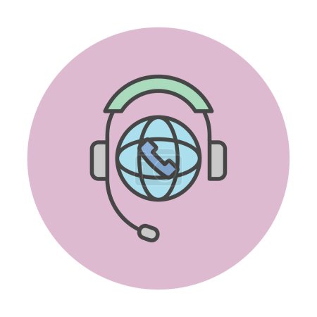 Ilustración de Simple icono de soporte de World Call Center, ilustración de vectores - Imagen libre de derechos