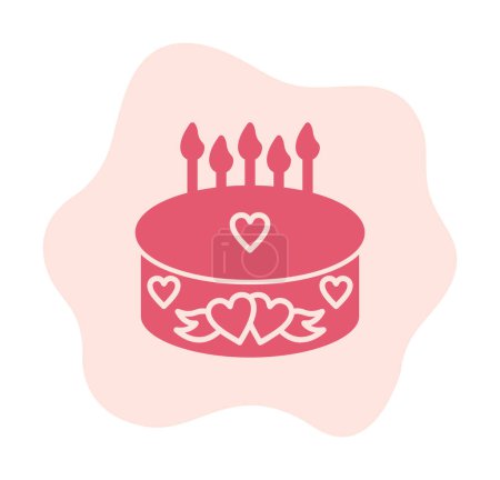 Téléchargez les illustrations : Gâteau d'anniversaire avec des bougies illustration vectorielle icône - en licence libre de droit