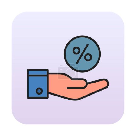 Photo for Simple hand holding percent icon, discount concept, vector illustration - Royalty Free Image