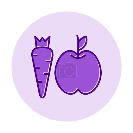 Téléchargez les illustrations : Simple icône Alimentation saine, pomme et carotte, illustration vectorielle - en licence libre de droit