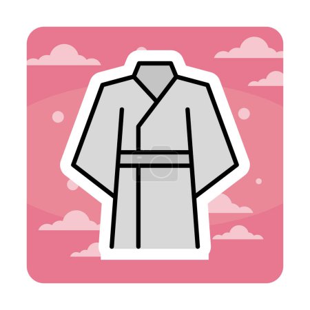 Téléchargez les illustrations : Illustration vectorielle d'icône de contour kimono japonais - en licence libre de droit