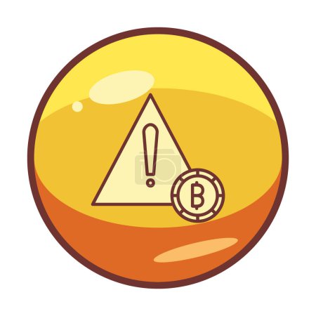 Ilustración de Bitcoin y señal de alerta. icono web ilustración simple - Imagen libre de derechos