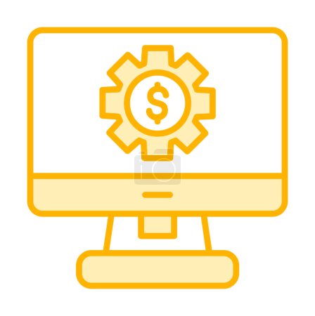 Ilustración de Monitor de computadora con icono de símbolo de dólar. Concepto de compras online. Ganancias en Internet, marketing. Ilustración vectorial - Imagen libre de derechos