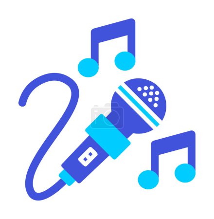 Ilustración de Concepto de karaoke, micrófono y notas - Imagen libre de derechos