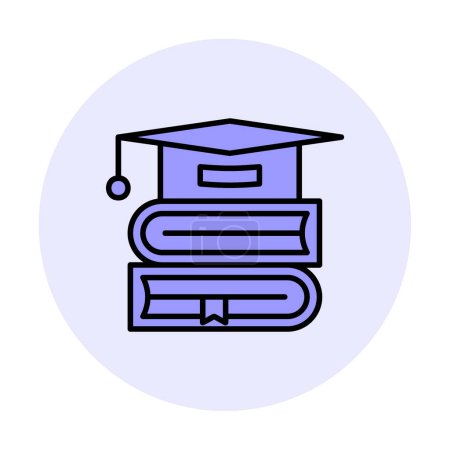 Téléchargez les illustrations : Chapeau de graduation et illustrations vectorielles d'icône de livres - en licence libre de droit