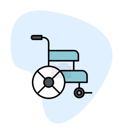 Téléchargez les illustrations : Icône fauteuil roulant simple, illustration vectorielle - en licence libre de droit