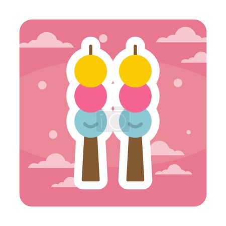 Téléchargez les illustrations : Icône de bonbons Dango, cuisine japonaise, illustration vectorielle - en licence libre de droit