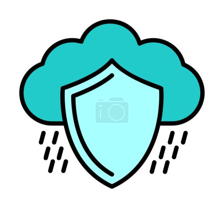 Ilustración de Nube icono plano de seguridad, ilustración vectorial - Imagen libre de derechos