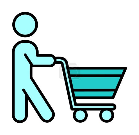 Illustration for Man with shopping cart, shopping icon, vector illustration - Royalty Free Image