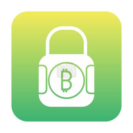 Téléchargez les illustrations : Simple plat Bitcoin Verrouillage payé icône illustration - en licence libre de droit