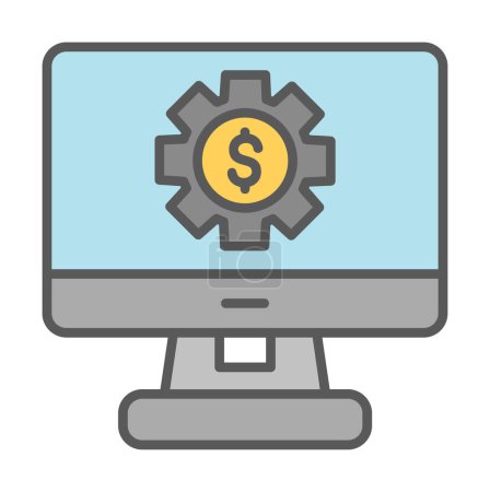 Ilustración de Monitor de computadora con icono de símbolo de dólar. Concepto de compras online. Ganancias en Internet, marketing. Ilustración vectorial - Imagen libre de derechos