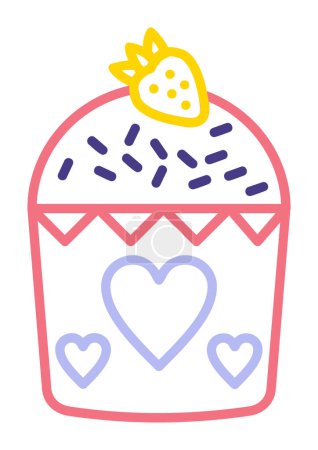 Téléchargez les illustrations : Icône muffin fraise, illustration vectorielle - en licence libre de droit