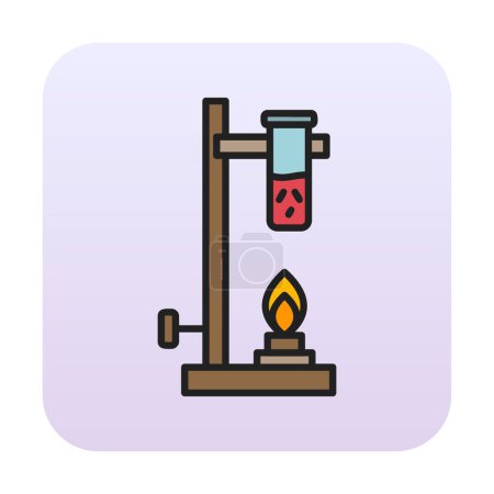 Ilustración de Simple plano Bunsen quemador lineal icono. - Imagen libre de derechos
