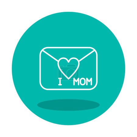 Téléchargez les illustrations : Carte heureuse fête des mères avec lettre d'amour, j'aime symbole maman sur l'enveloppe avec icône de coeur, illustration vectorielle - en licence libre de droit