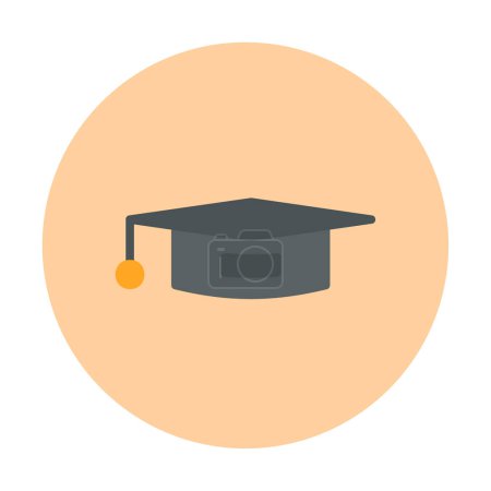 Téléchargez les illustrations : Chapeau de fin d'études icône, icône de l'éducation. style design plat - en licence libre de droit