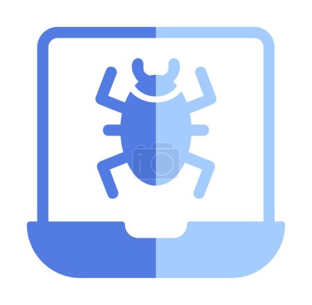 Illustration for Virus infected laptop web icon, vector illustration - Royalty Free Image