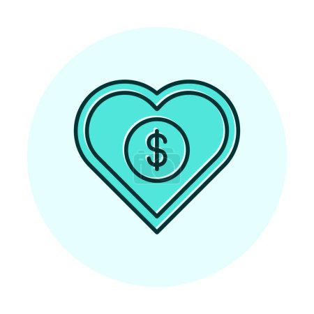 Ilustración de Dólar corazón icono favorito, vector de ilustración - Imagen libre de derechos